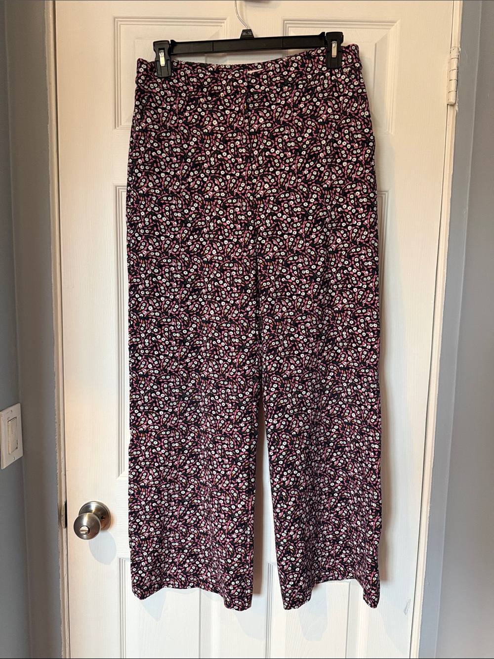 Boden Floral Wide-Leg Pants in Black & Pink